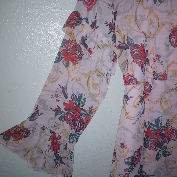 Art Class XL Girls Long Sleeved Pink Red Roses Layered Dress Kids - Picture 3 of 10